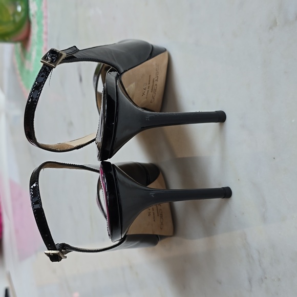 Jimmy Choo black patent platform peeptoe sling back heels Size 37.5 - Picture 4 of 16